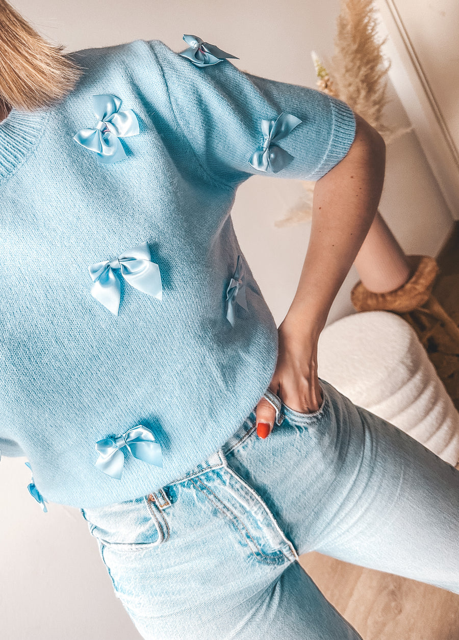 STRIKJES SHIRT - BLAUW