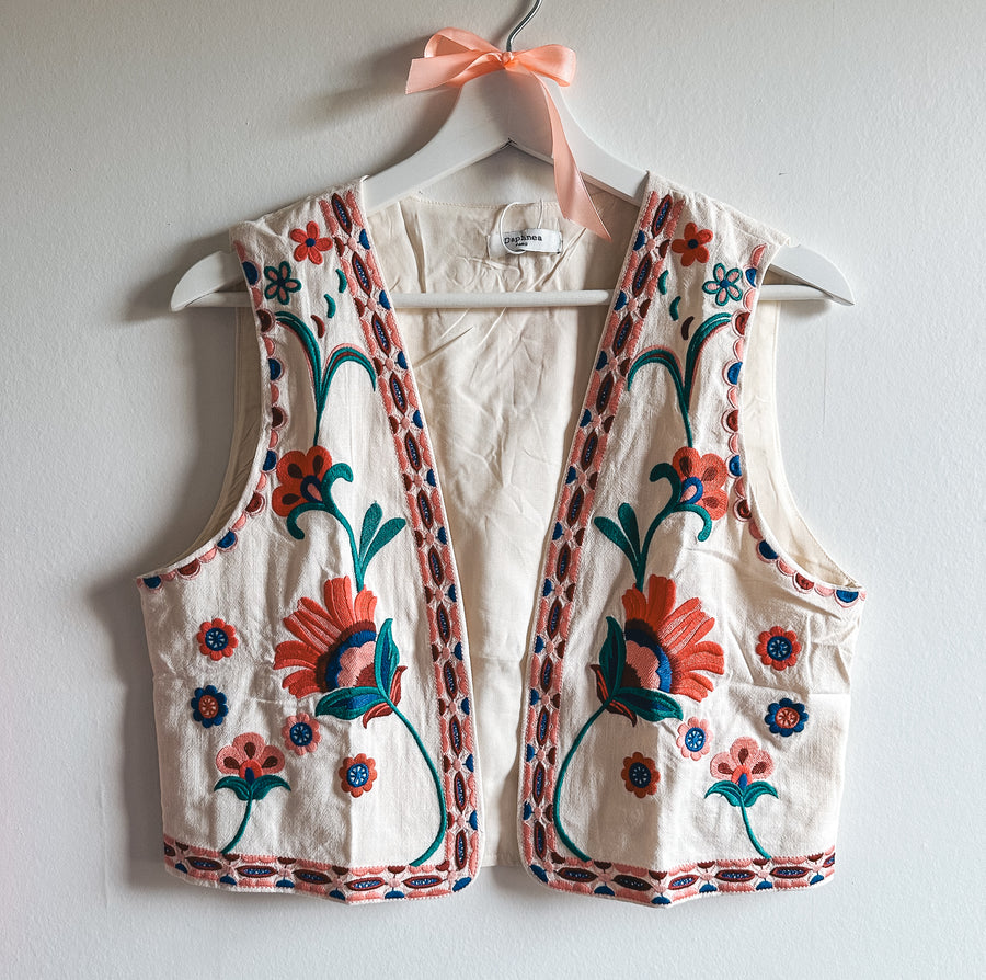 FLOWER GILET - ECRU