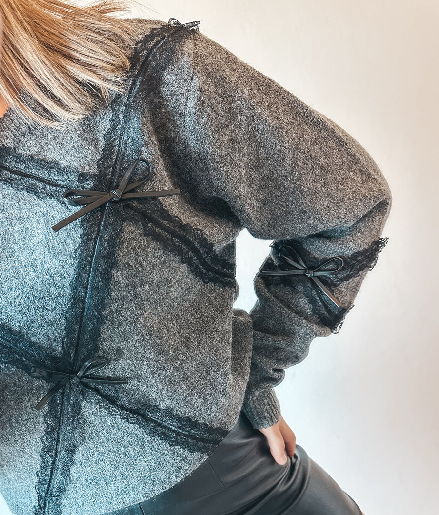 ELOISE LACE KNIT - GRIJS/ZWART