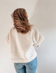 TEDDY HEART GILET - ECRU