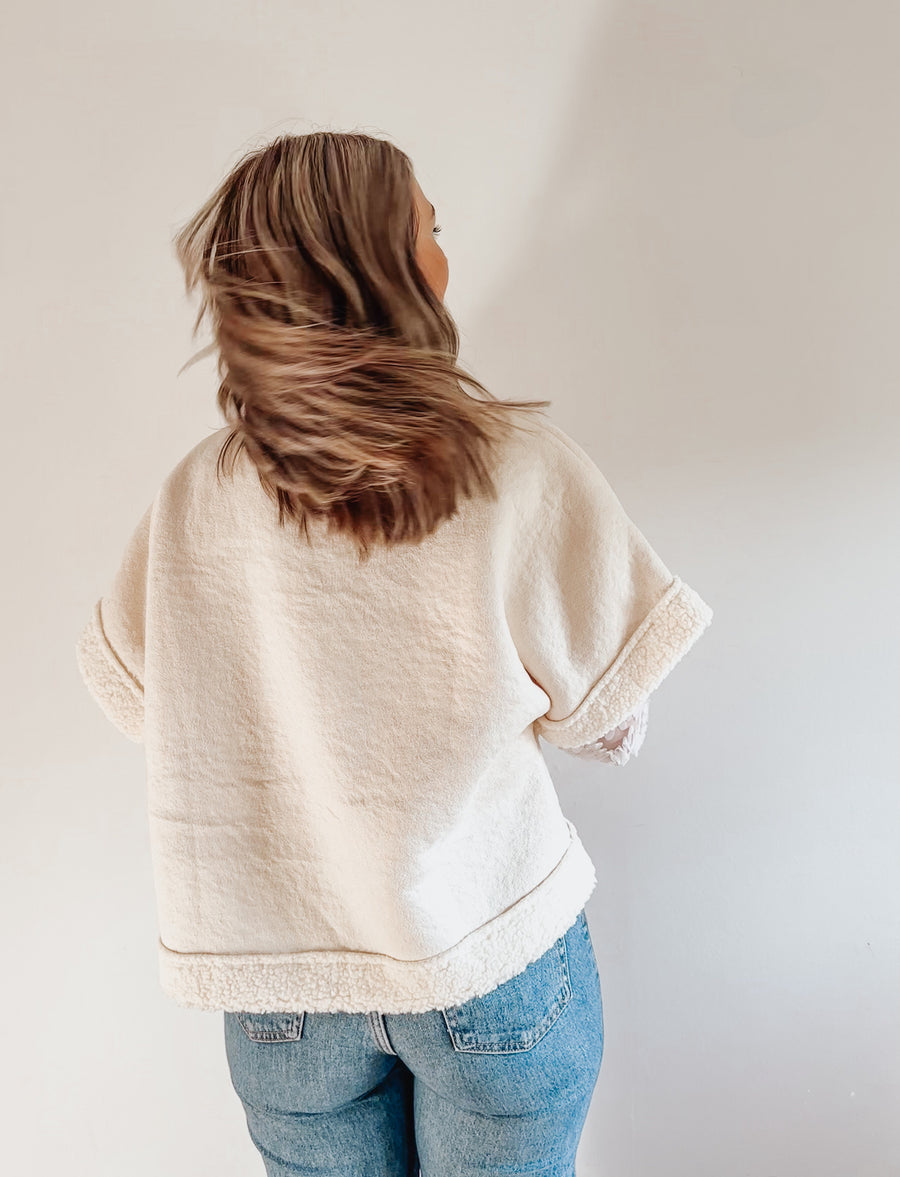 TEDDY HEART GILET - ECRU