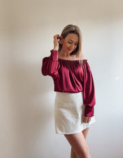 OFFSHOULDER BLOUSE - BURGUNDY