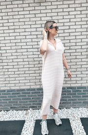 STRIPED POLOJURK - WIT/ROZE