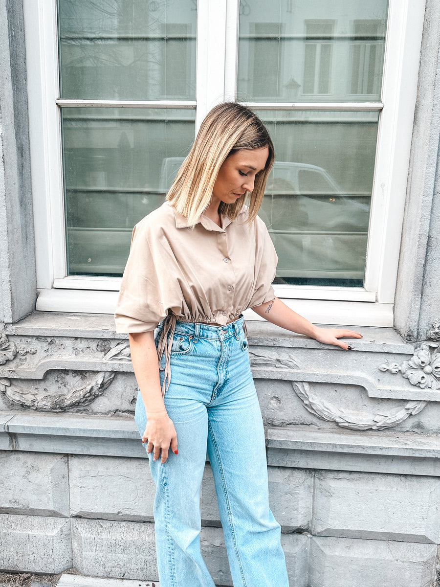 SENNA CROP BLOUSE - BEIGE