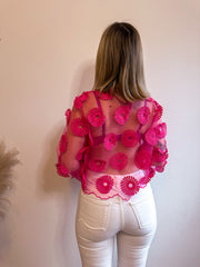 CLARA FLOWER BLOUSE - FUSHIA