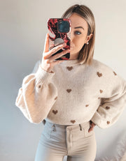 IRIS KNIT - BEIGE HEARTS