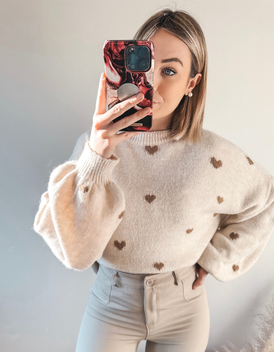 IRIS KNIT - BEIGE HEARTS