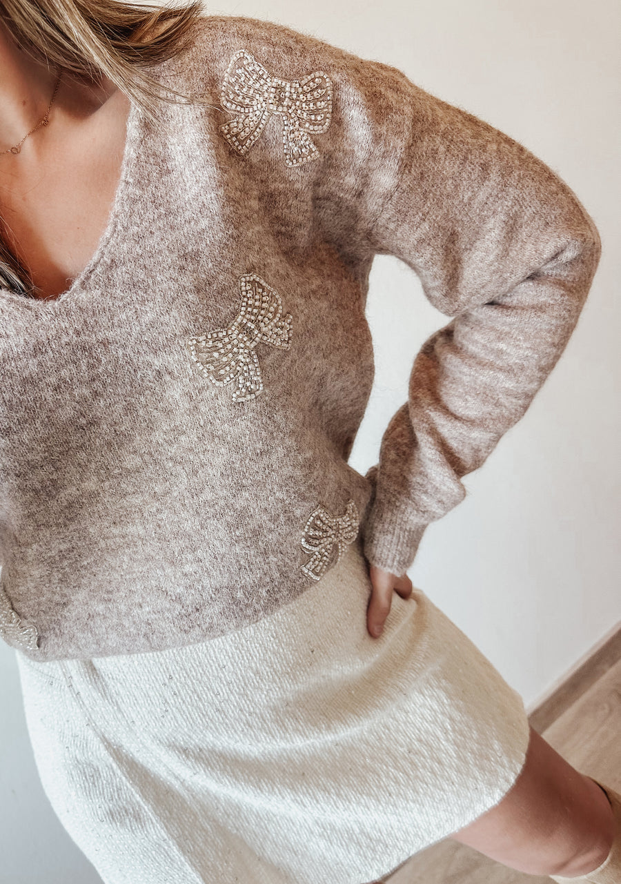 EDITH BOW KNIT - BEIGE