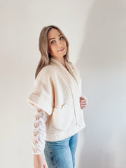 TEDDY HEART GILET - ECRU
