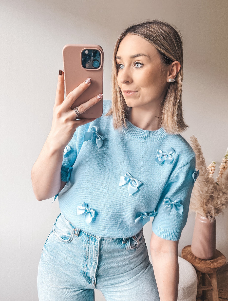 STRIKJES SHIRT - BLAUW