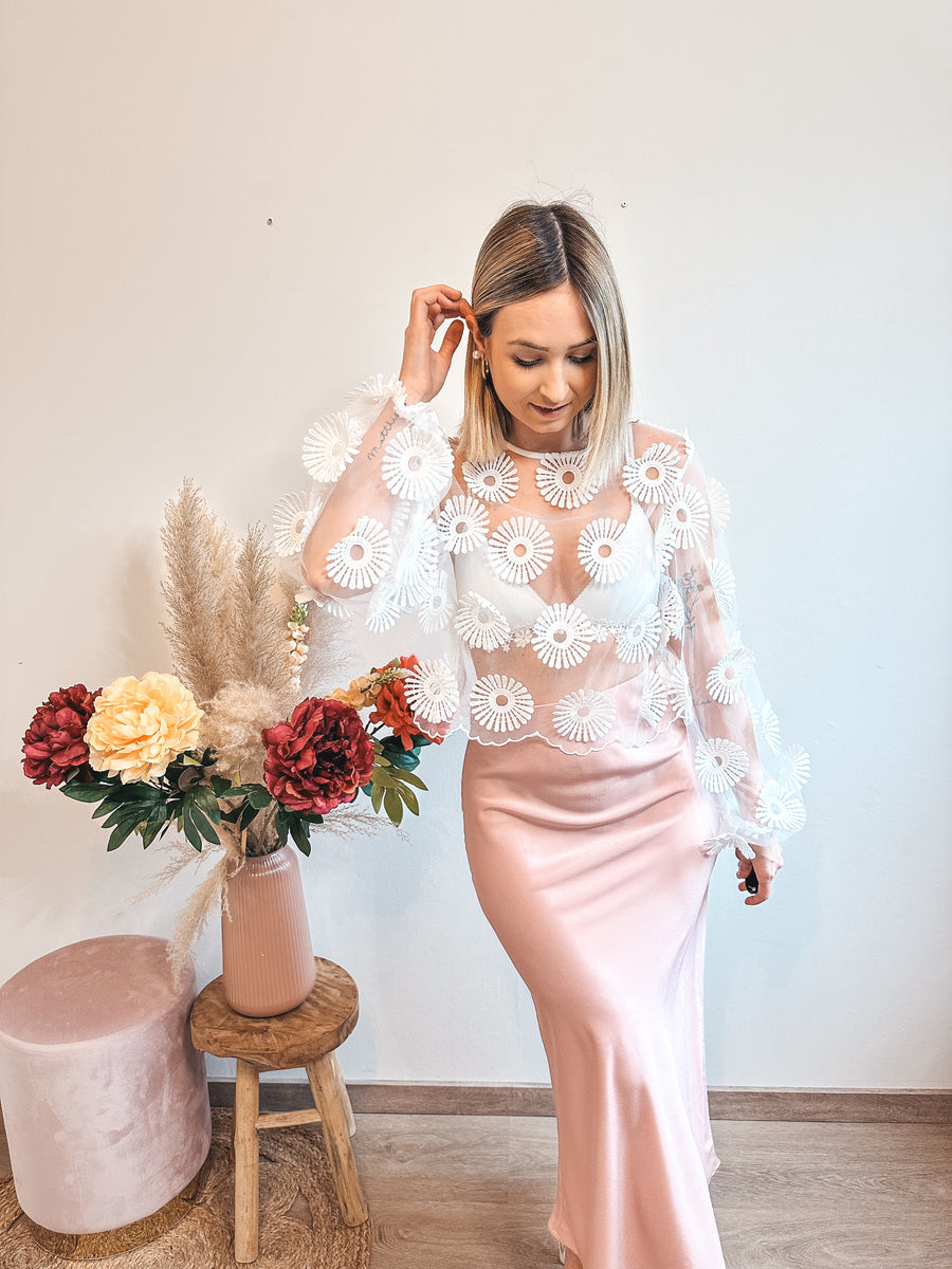 CLARA FLOWER BLOUSE - WIT