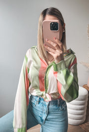 AYA BLOUSE - GROEN/ROZE