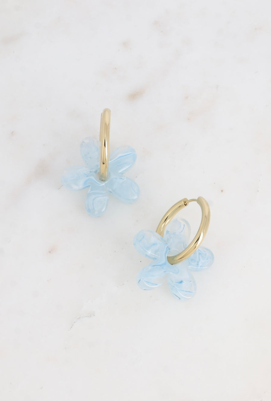 BLOEMEN OORBELLEN 4 - BLAUW