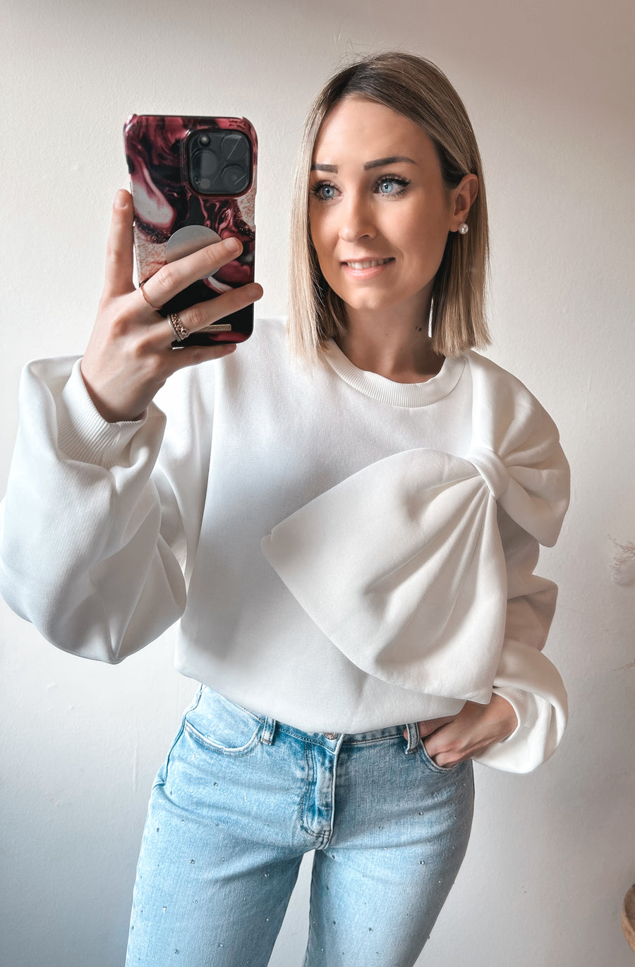 BOW SWEATER - WIT