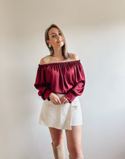 OFFSHOULDER BLOUSE - BURGUNDY