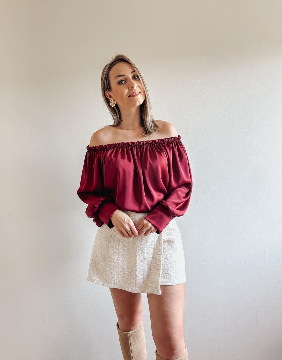 OFFSHOULDER BLOUSE - BURGUNDY
