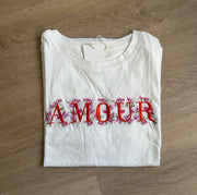 AMOUR T-SHIRT - WIT/ORANJE