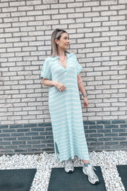 STRIPED POLOJURK - BLAUW/WIT