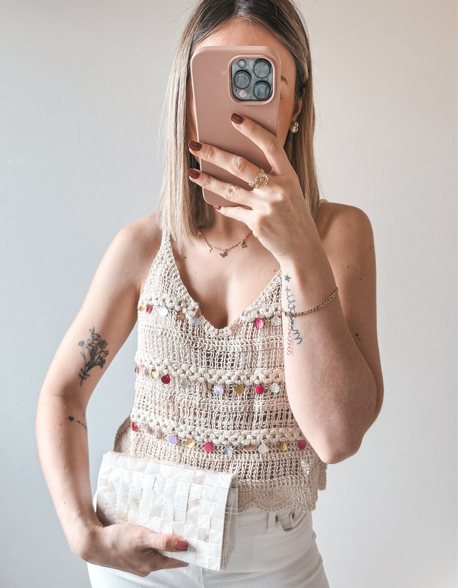 SPARKLE TOP - BEIGE