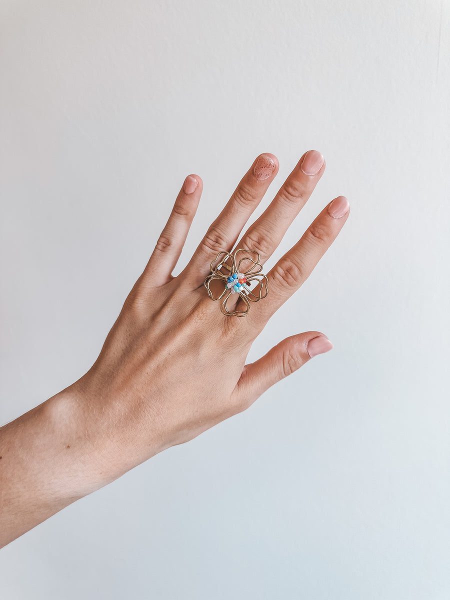 FLOWER RING 8 - STAINLESS STEEL