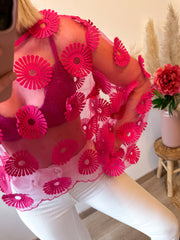 CLARA FLOWER BLOUSE - FUSHIA
