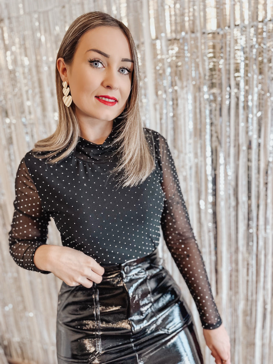 STELLA RHINESTONE TOP - BLACK