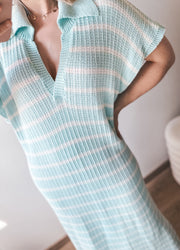 STRIPED POLOJURK - BLAUW/WIT