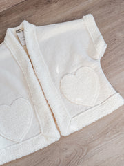 TEDDY HEART GILET - ECRU