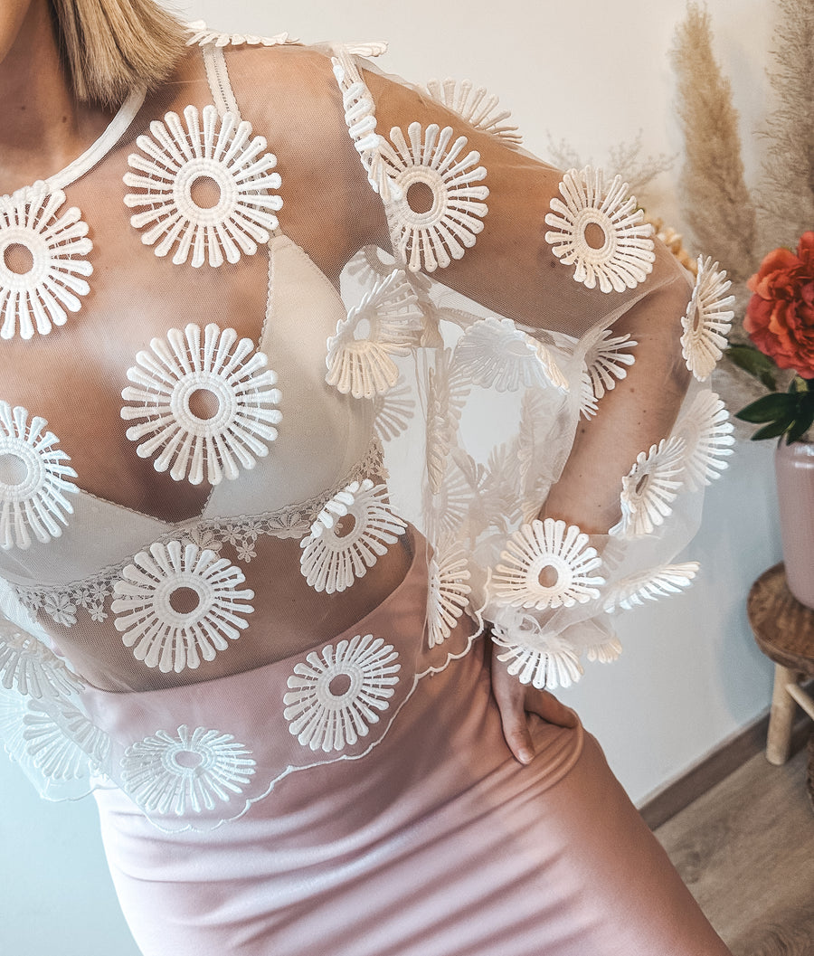 CLARA FLOWER BLOUSE - WIT