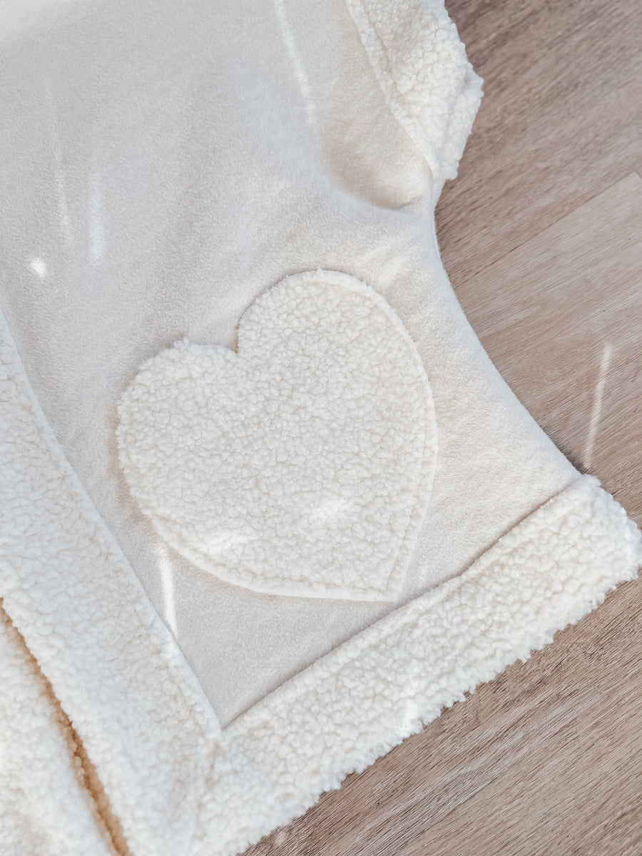 TEDDY HEART GILET - ECRU
