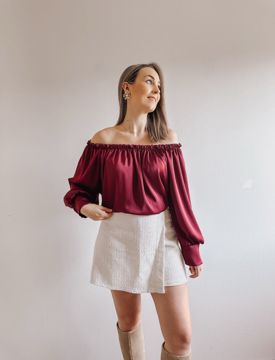OFFSHOULDER BLOUSE - BURGUNDY