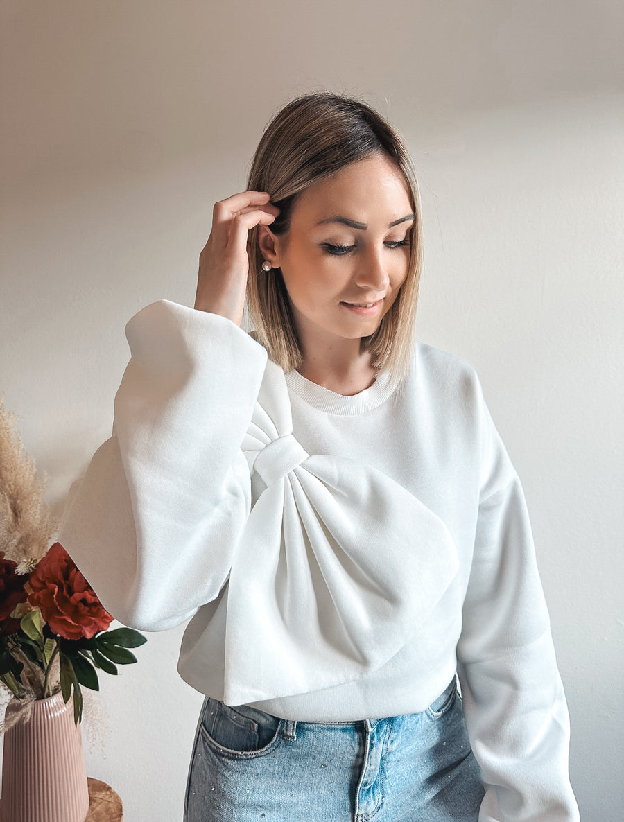 BOW SWEATER - WIT
