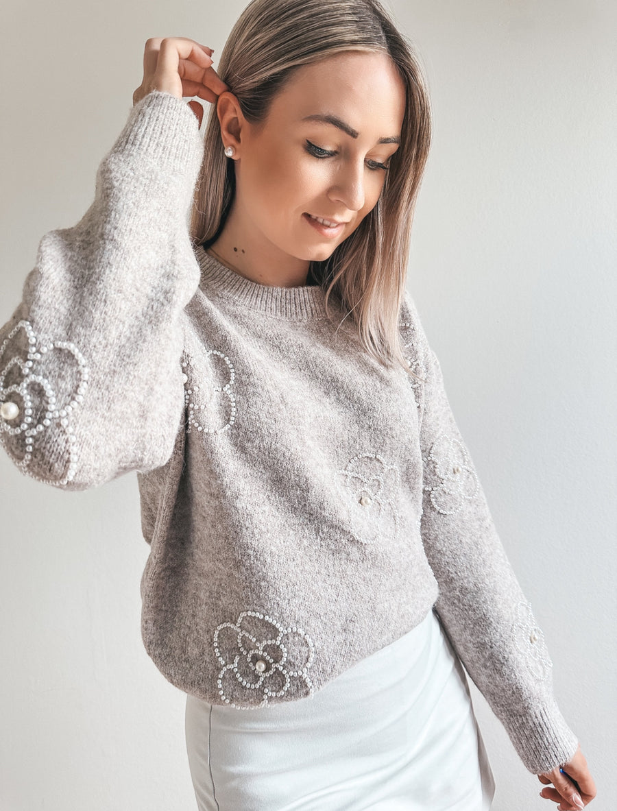 FLOWER KNIT - BEIGE