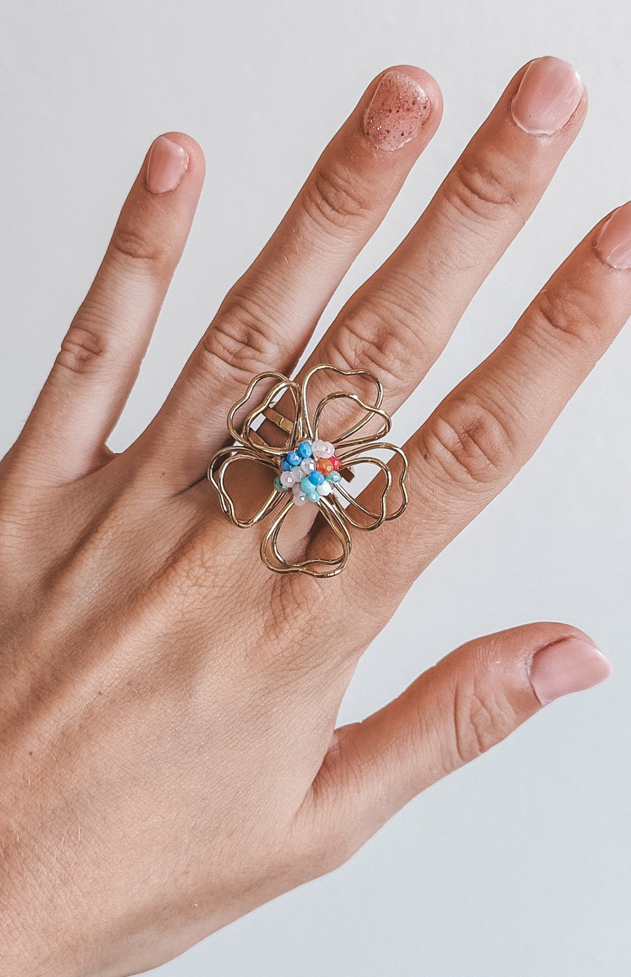 FLOWER RING 8 - STAINLESS STEEL