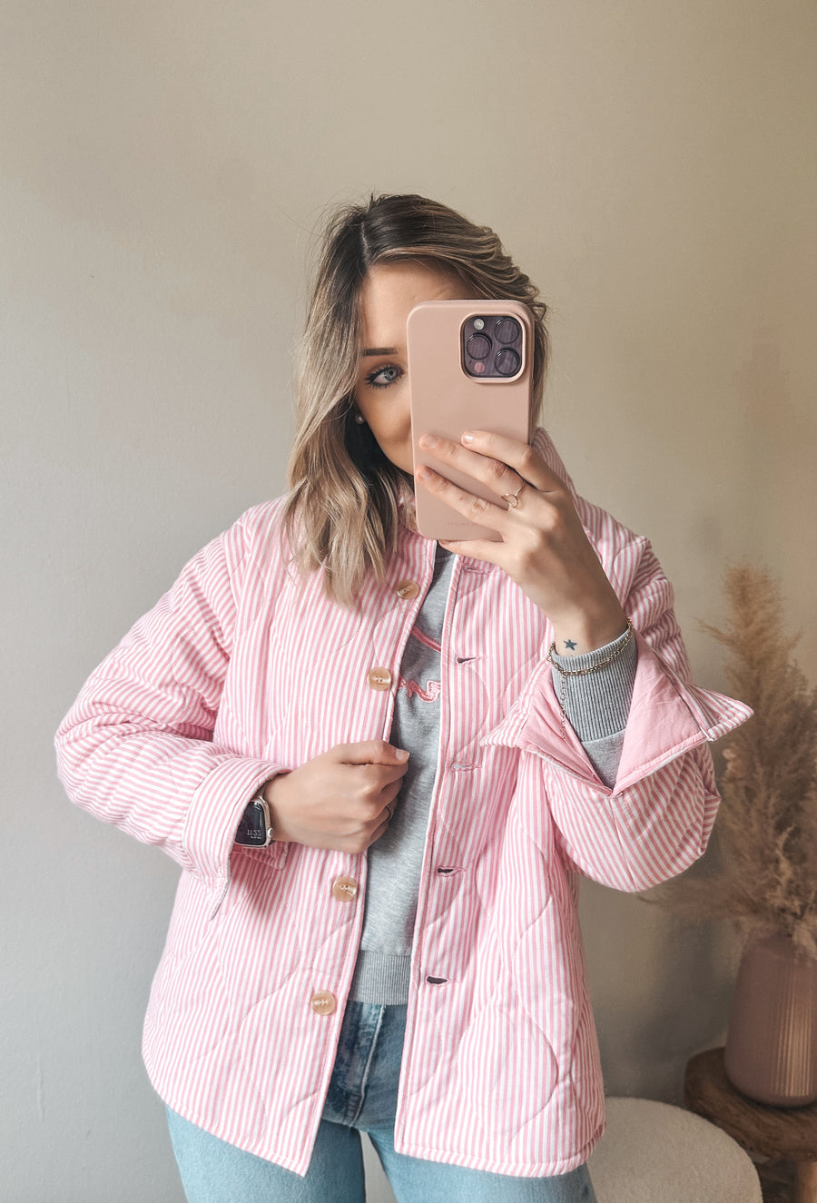 CLEO PADDED JACKET - ROZE/WIT