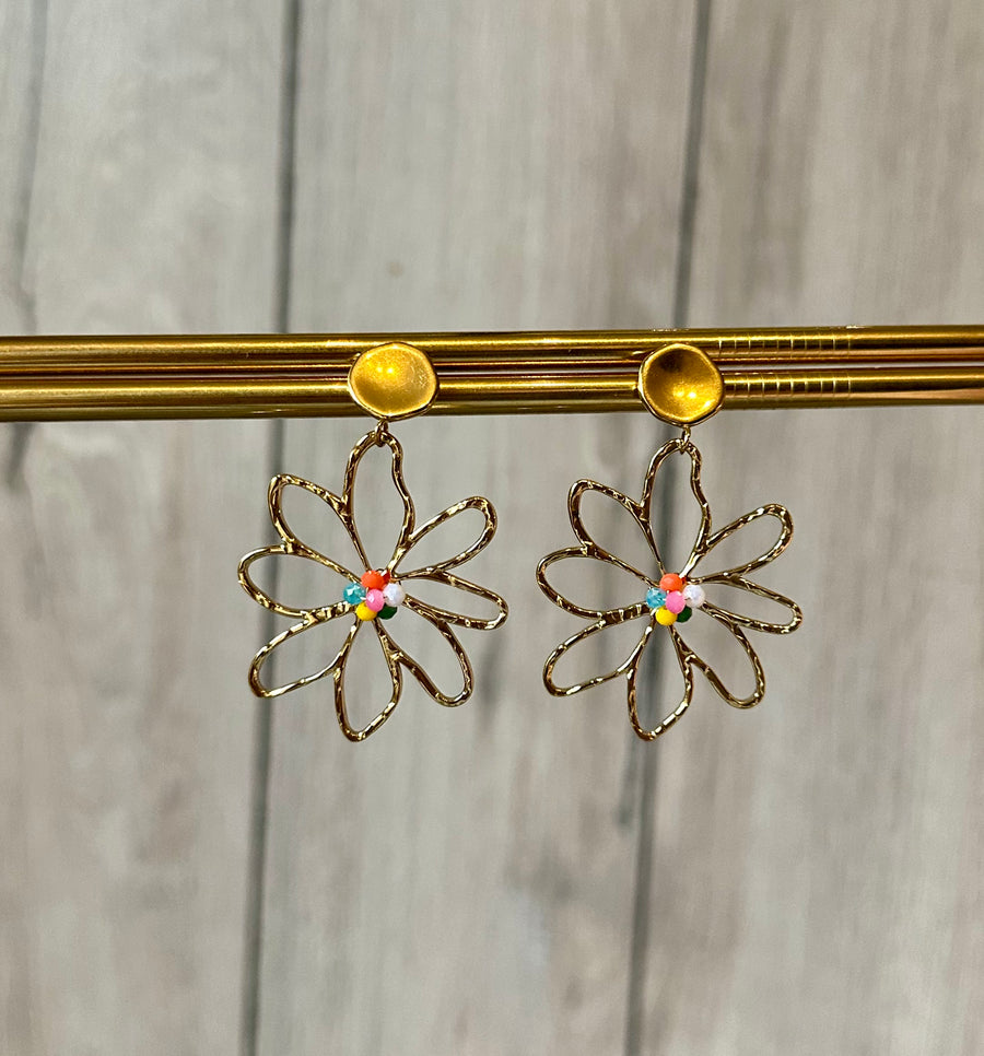 BLOEMEN OORBELLEN 1 - STAINLESS STEEL