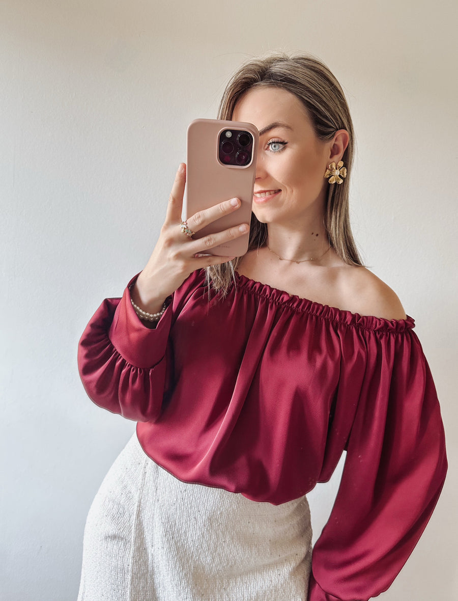 OFFSHOULDER BLOUSE - BURGUNDY
