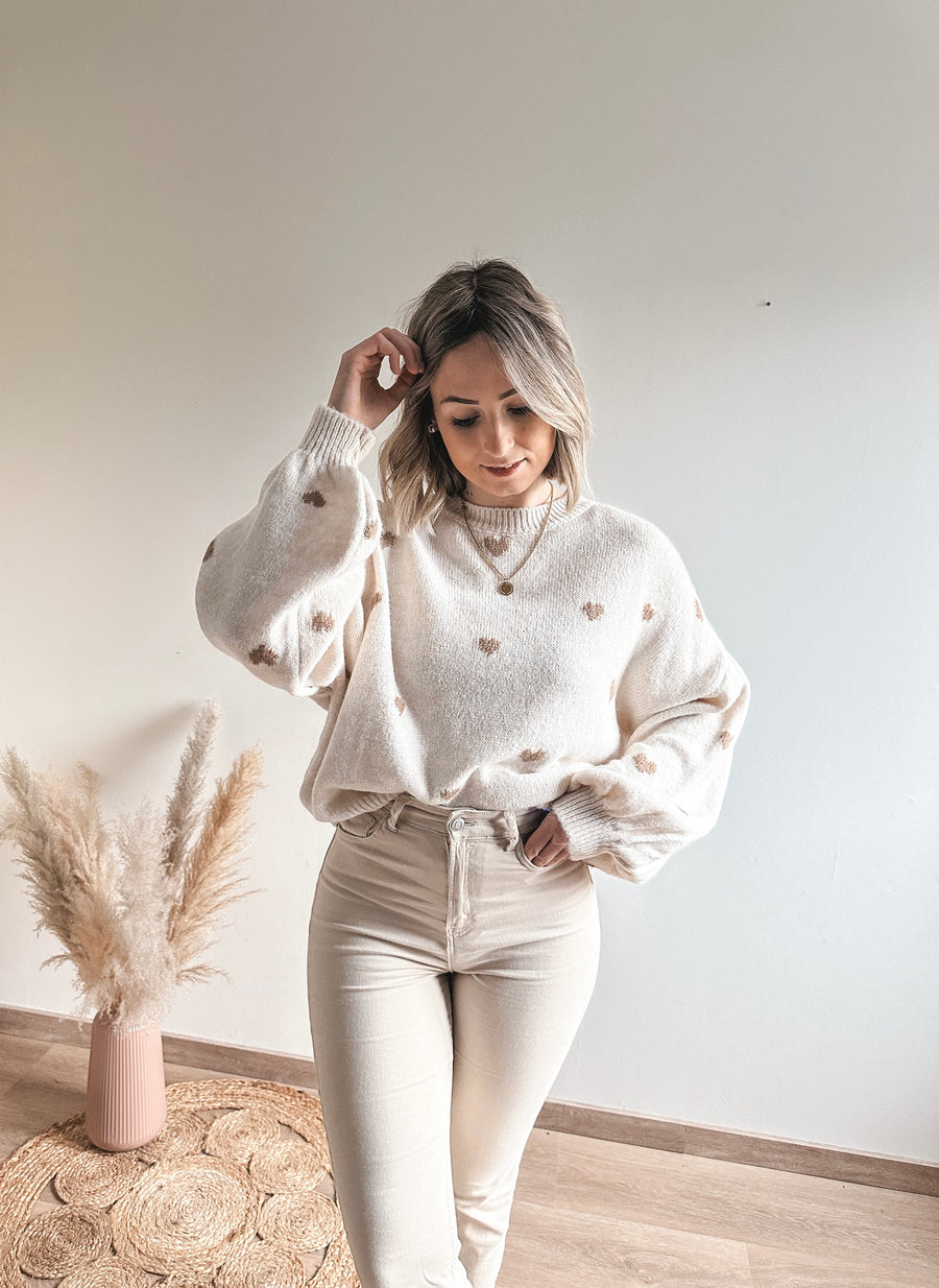 IRIS KNIT - BEIGE HEARTS