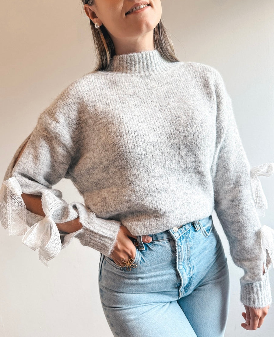BOW KNIT - GRIJS